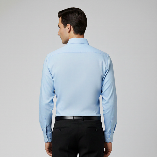 Men Sky Blue Slim Fit Full Sleeves Cotton Formal Shirt
