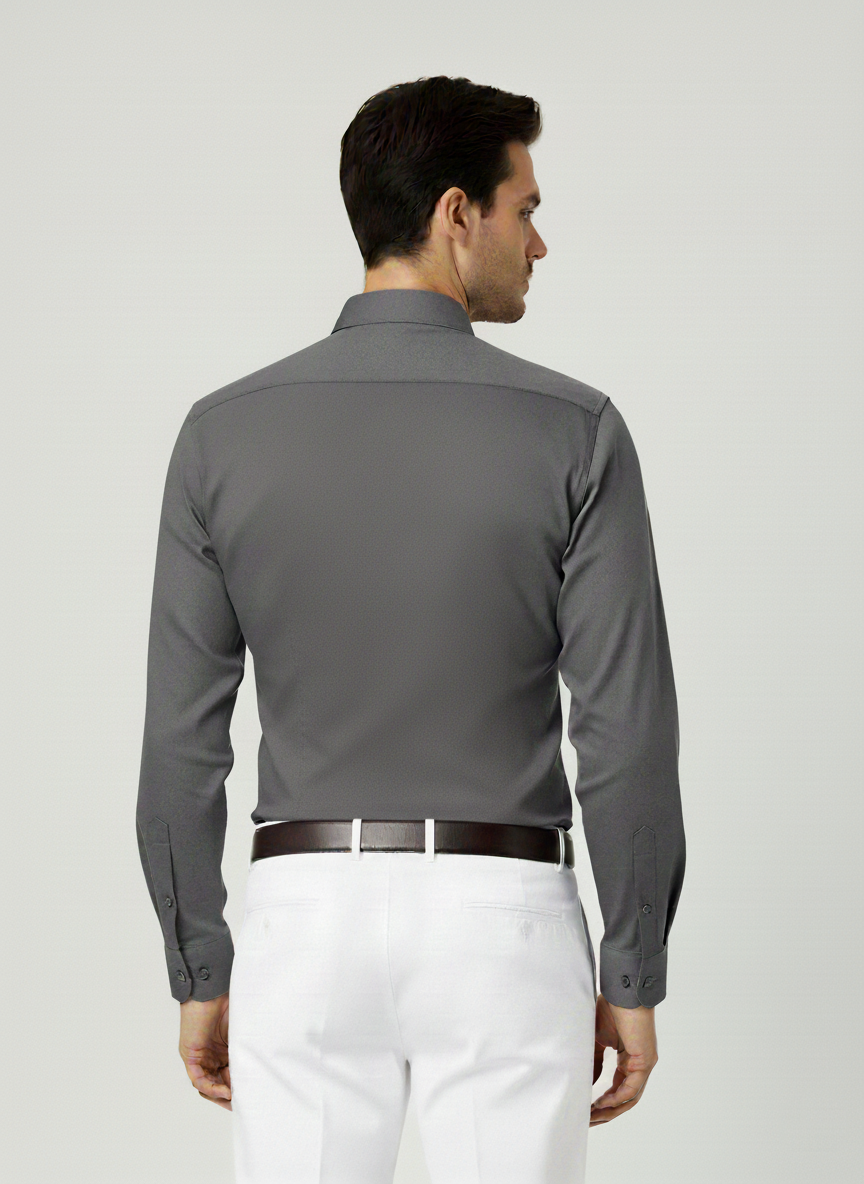 Men Grey Slim Fit Full Sleeves Cotton Formal Shirt