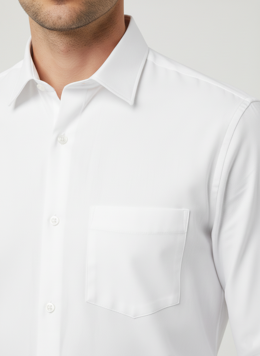 Men White Slim Fit Full Sleeves Cotton Formal Shirt
