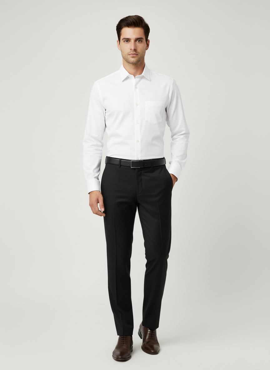Men White Slim Fit Full Sleeves Cotton Formal Shirt
