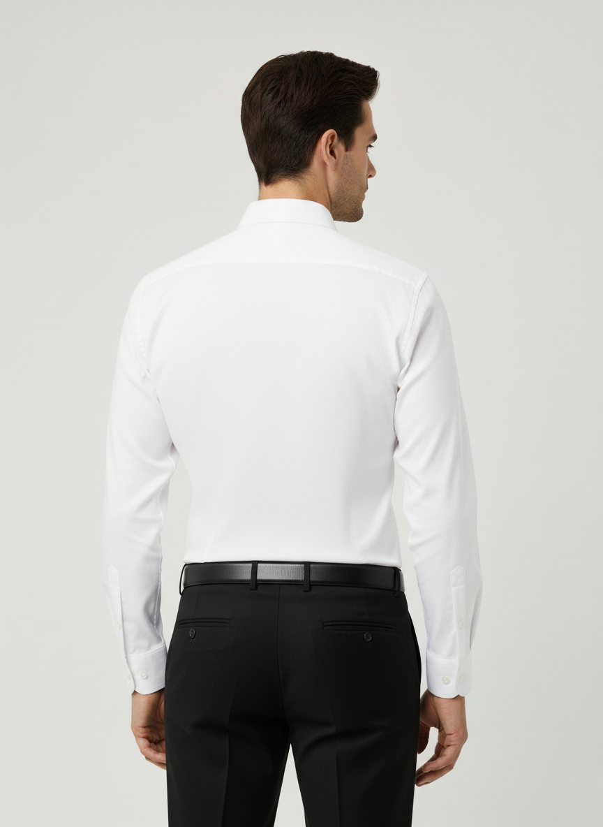 Men White Slim Fit Full Sleeves Cotton Formal Shirt