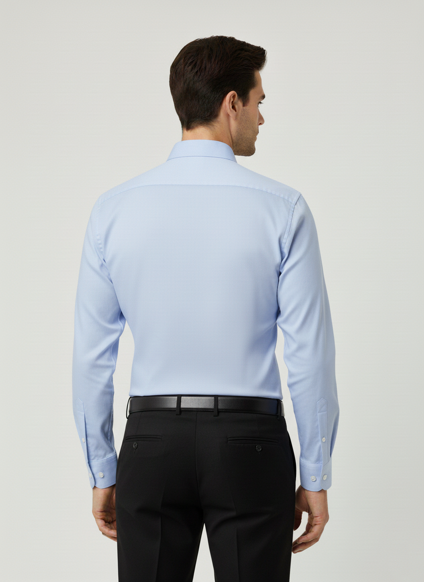 Men Light Blue Slim Fit Full Sleeves Cotton Formal Shirt
