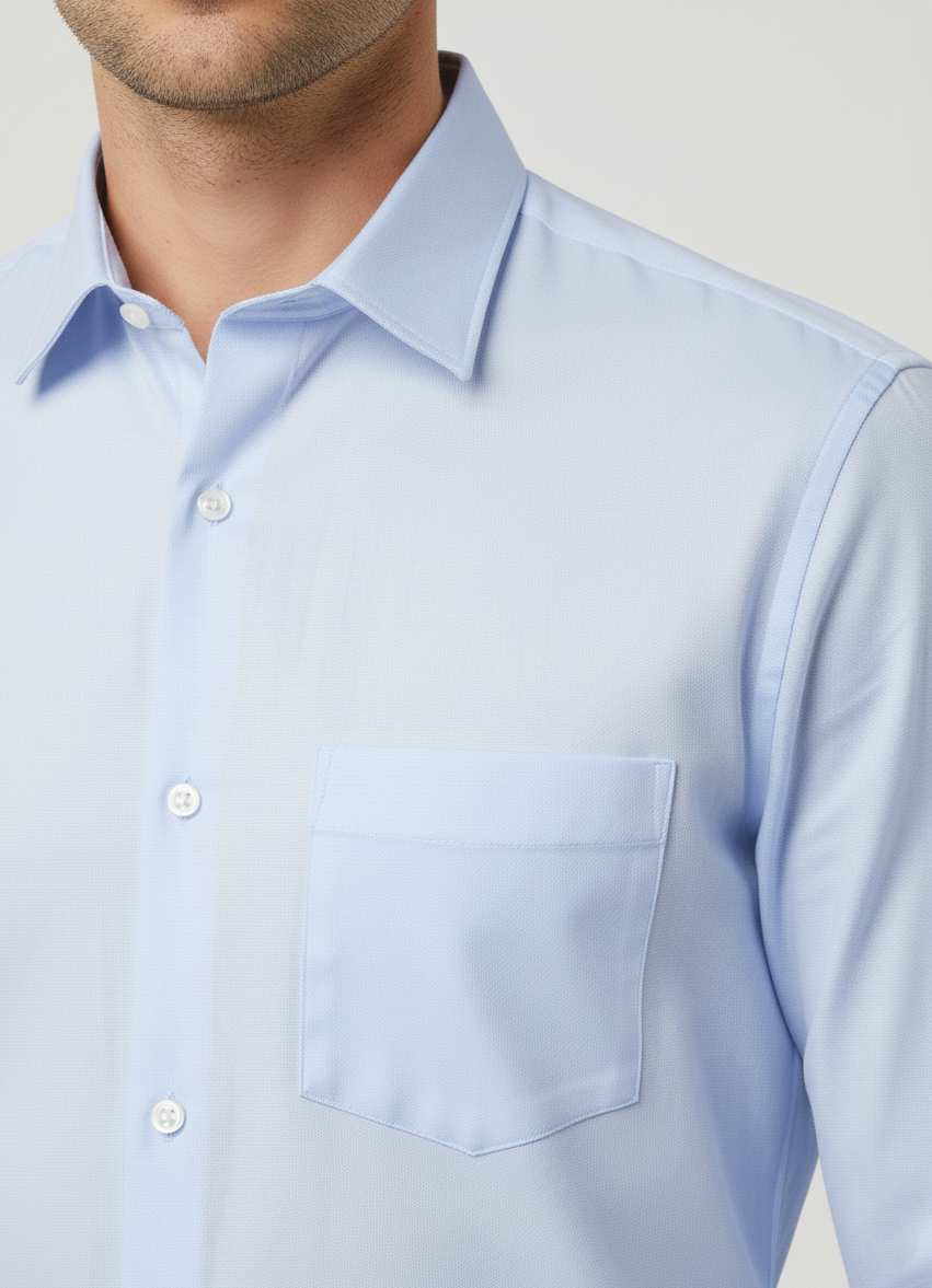 Men Light Blue Slim Fit Full Sleeves Cotton Formal Shirt