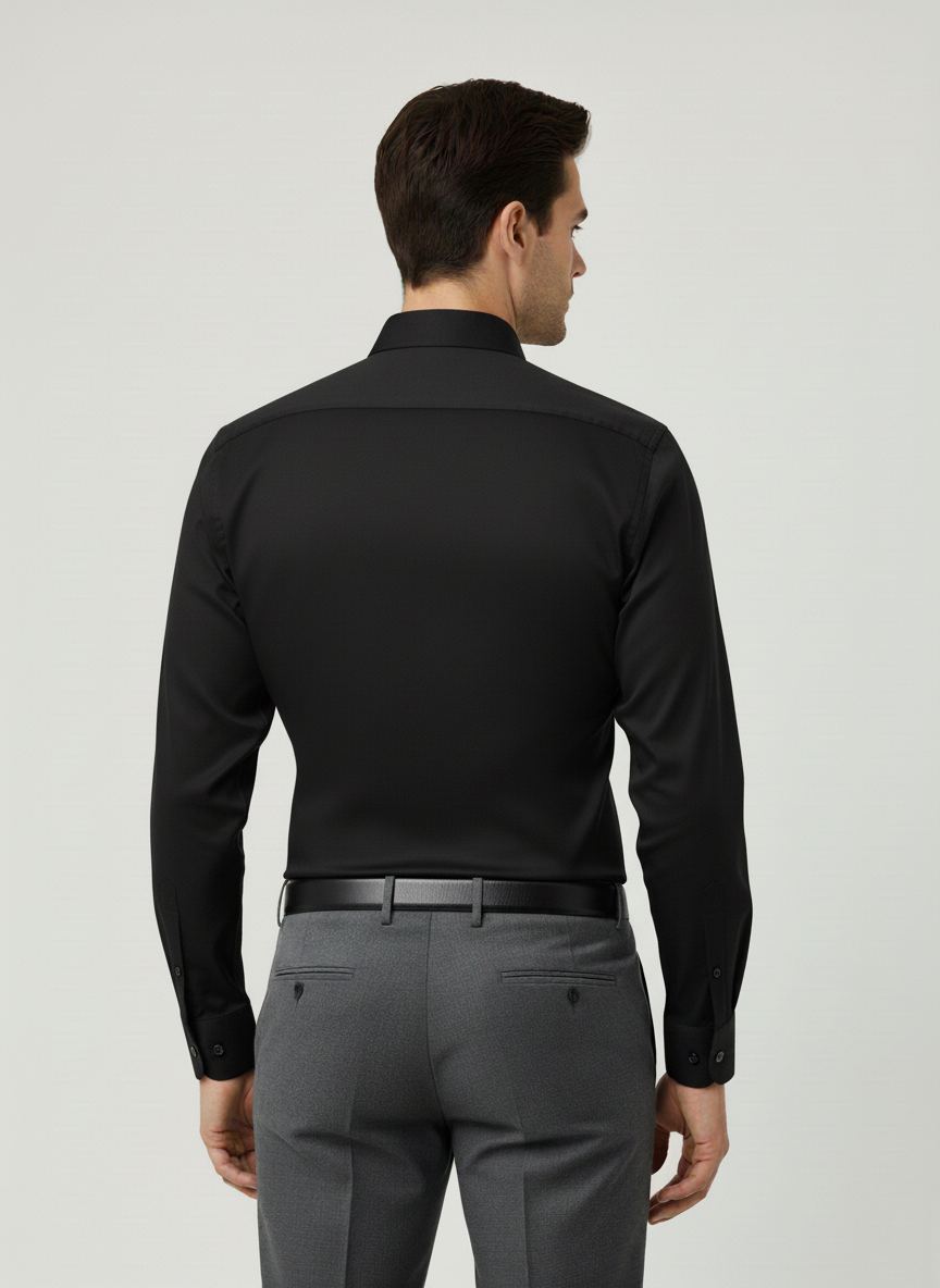 Men Black Slim Fit Full Sleeves Cotton Formal Shirt