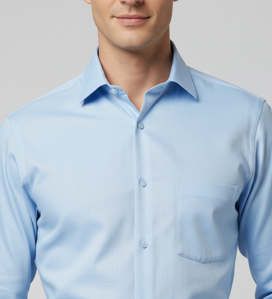 Men Sky Blue Slim Fit Full Sleeves Cotton Formal Shirt