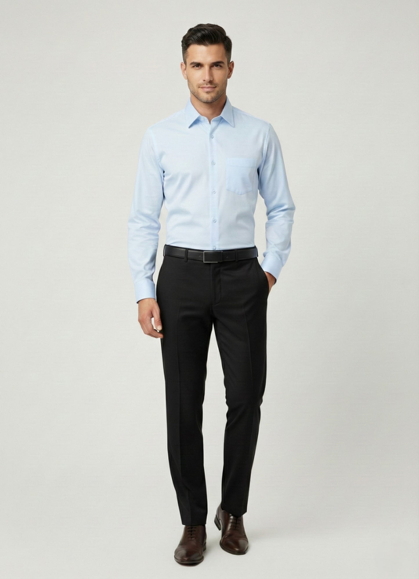 Men Light Blue Slim Fit Full Sleeves Cotton Formal Shirt