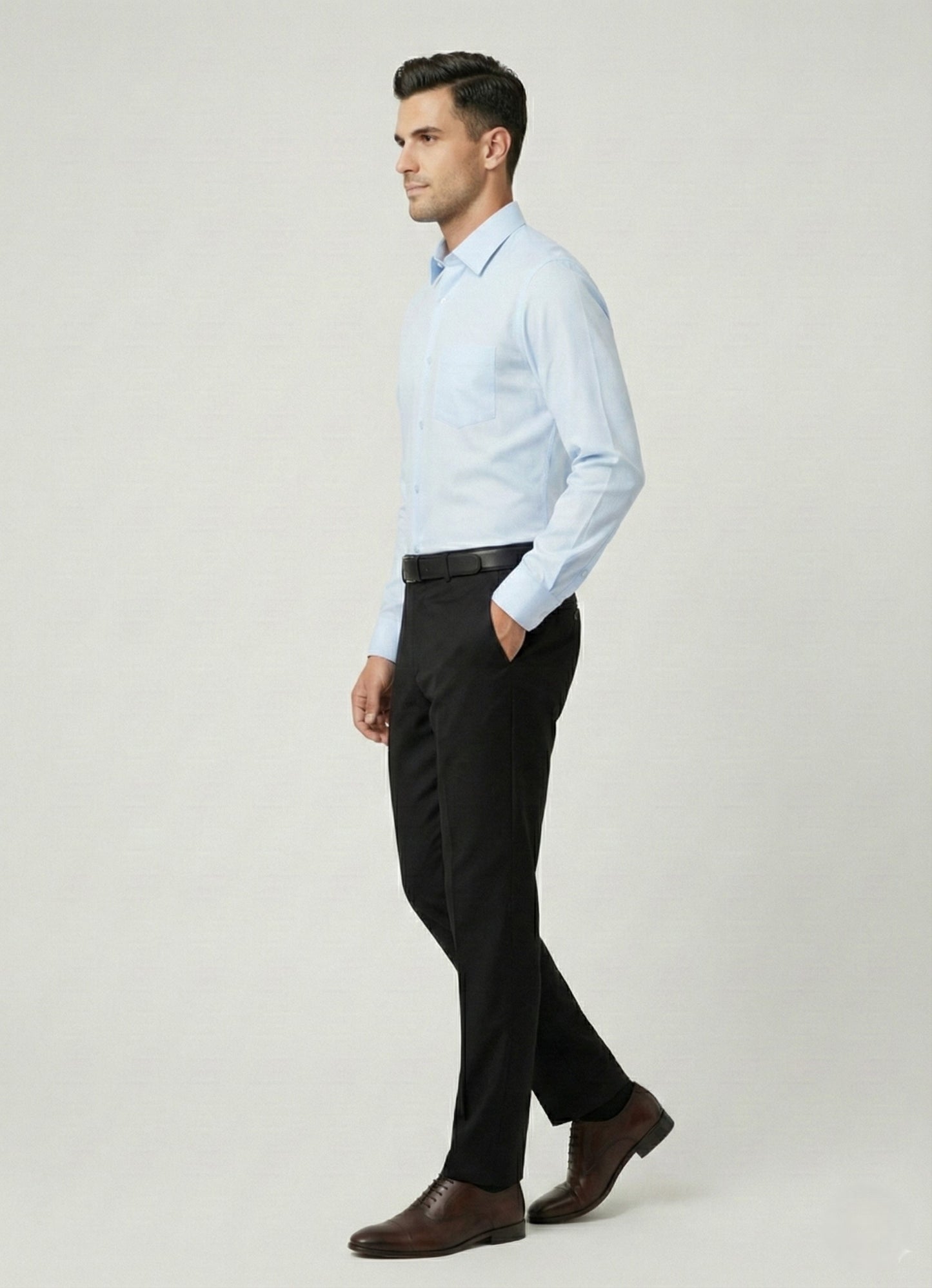 Men Light Blue Slim Fit Full Sleeves Cotton Formal Shirt