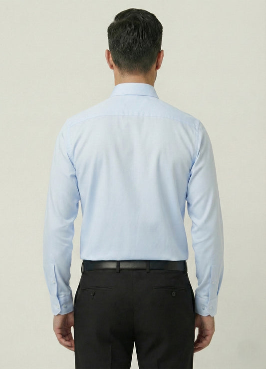 Men Light Blue Slim Fit Full Sleeves Cotton Formal Shirt