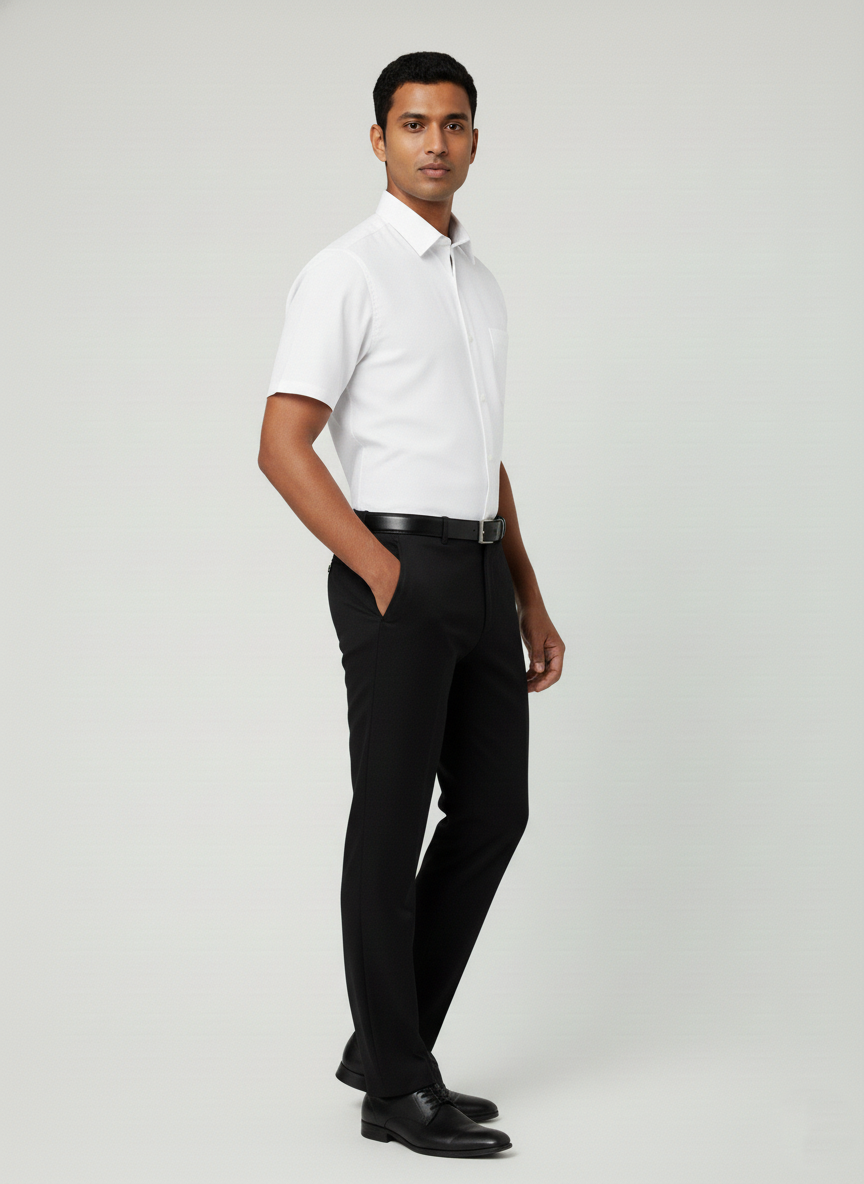 Men White Slim Fit Half Sleeves Cotton Formal Shirt