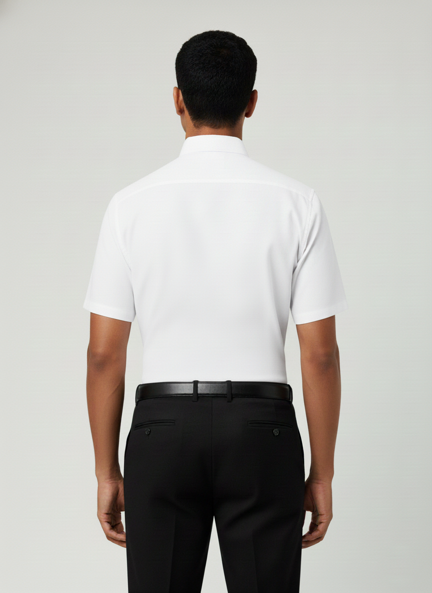 Men White Slim Fit Half Sleeves Cotton Formal Shirt