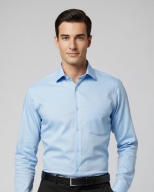 Men Sky Blue Slim Fit Full Sleeves Cotton Formal Shirt