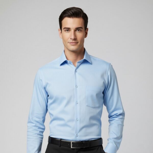 Men Sky Blue Slim Fit Full Sleeves Cotton Formal Shirt