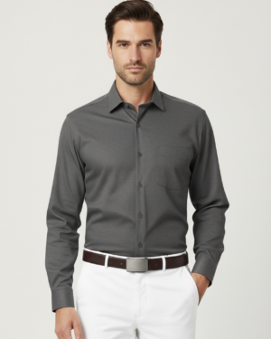 Men Grey Slim Fit Full Sleeves Cotton Formal Shirt