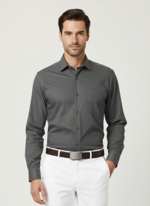 Men Grey Slim Fit Full Sleeves Cotton Formal Shirt