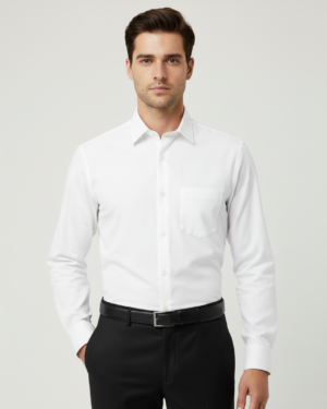 Men White Slim Fit Full Sleeves Cotton Formal Shirt