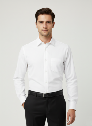 Men White Slim Fit Full Sleeves Cotton Formal Shirt