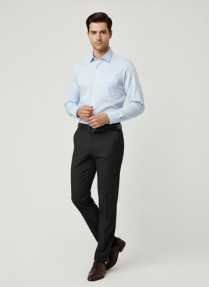 Men Light Blue Slim Fit Full Sleeves Cotton Formal Shirt