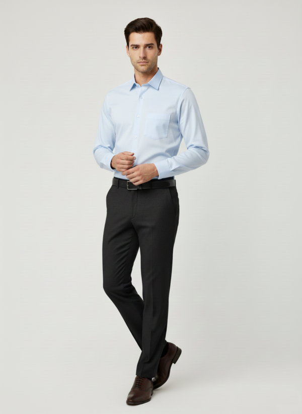 Men Light Blue Slim Fit Full Sleeves Cotton Formal Shirt